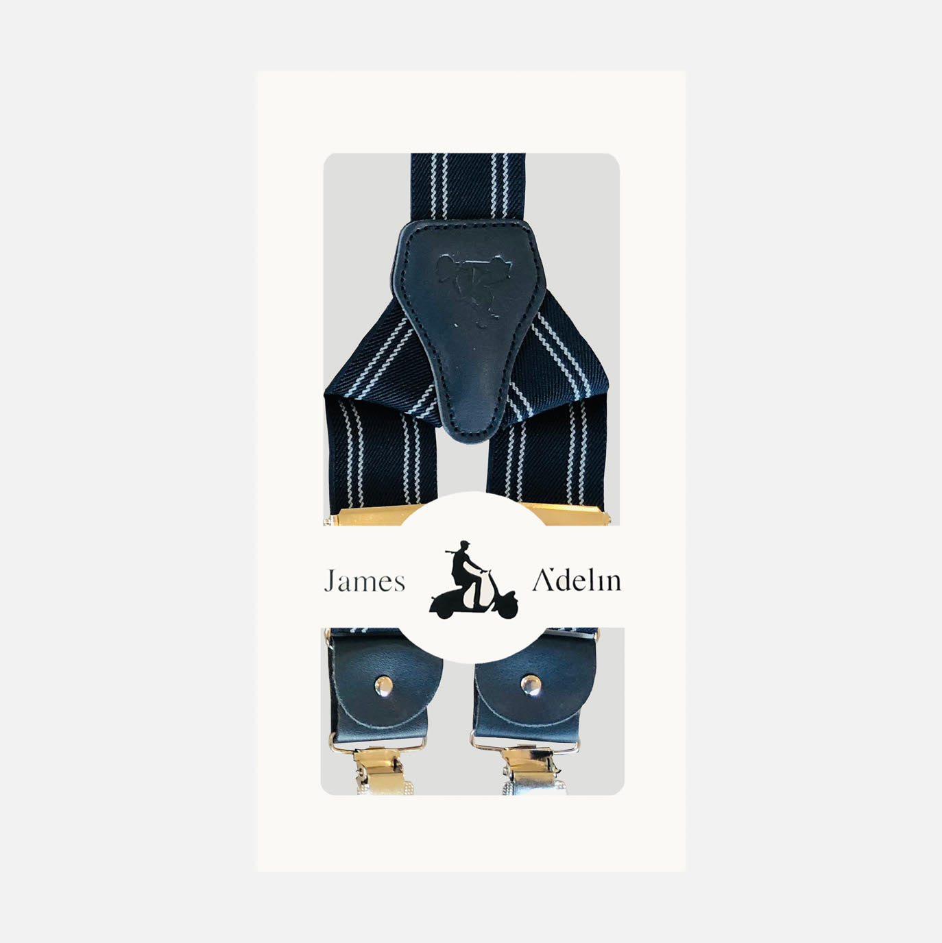 Navy Mens Dual Stripe Weave Suspenders