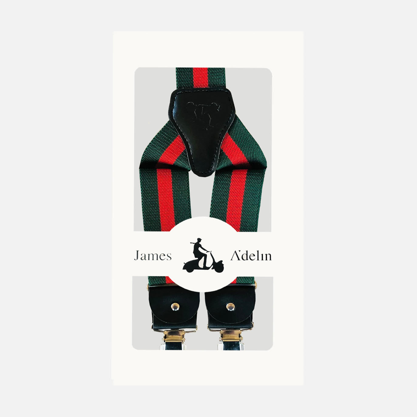 Green/Red Mens Bold Stripe Weave Suspenders