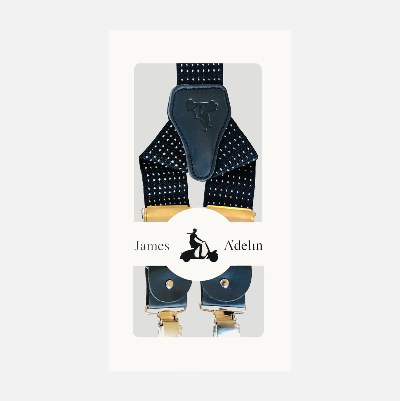 Navy Mens Small Spotted Weave Suspenders